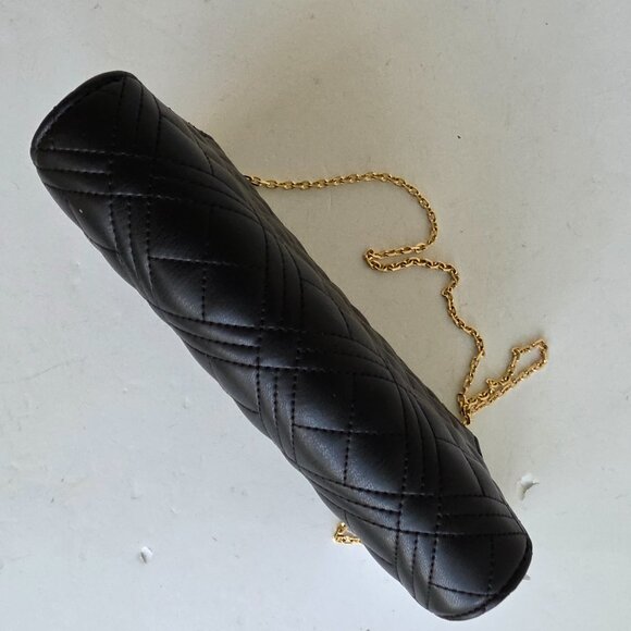 NWT Love Moschino Shiny Quilted chain strap black crossbody bag or clutch - Picture 8 of 12